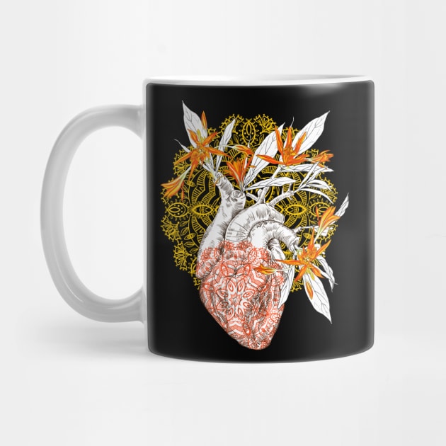 Human anatomical heart with flowers by Olga Berlet